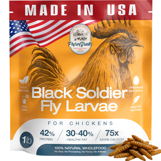 USA Grown Black Soldier Fly Larvae for Chickens - 100% Natural Dried Worms
