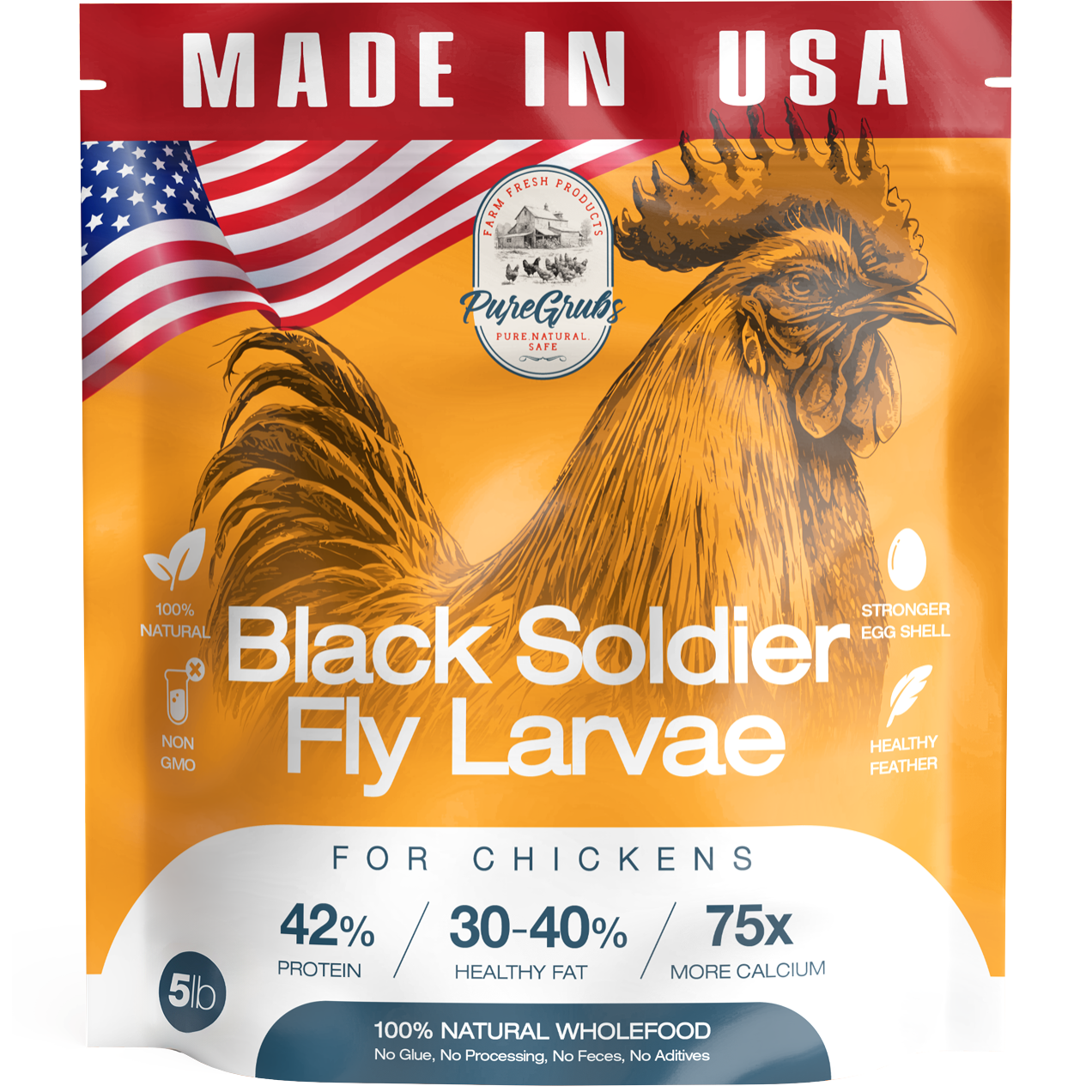 USA GROWN BLACK SOLDIER FLY LARVAE FOR CHICKENS