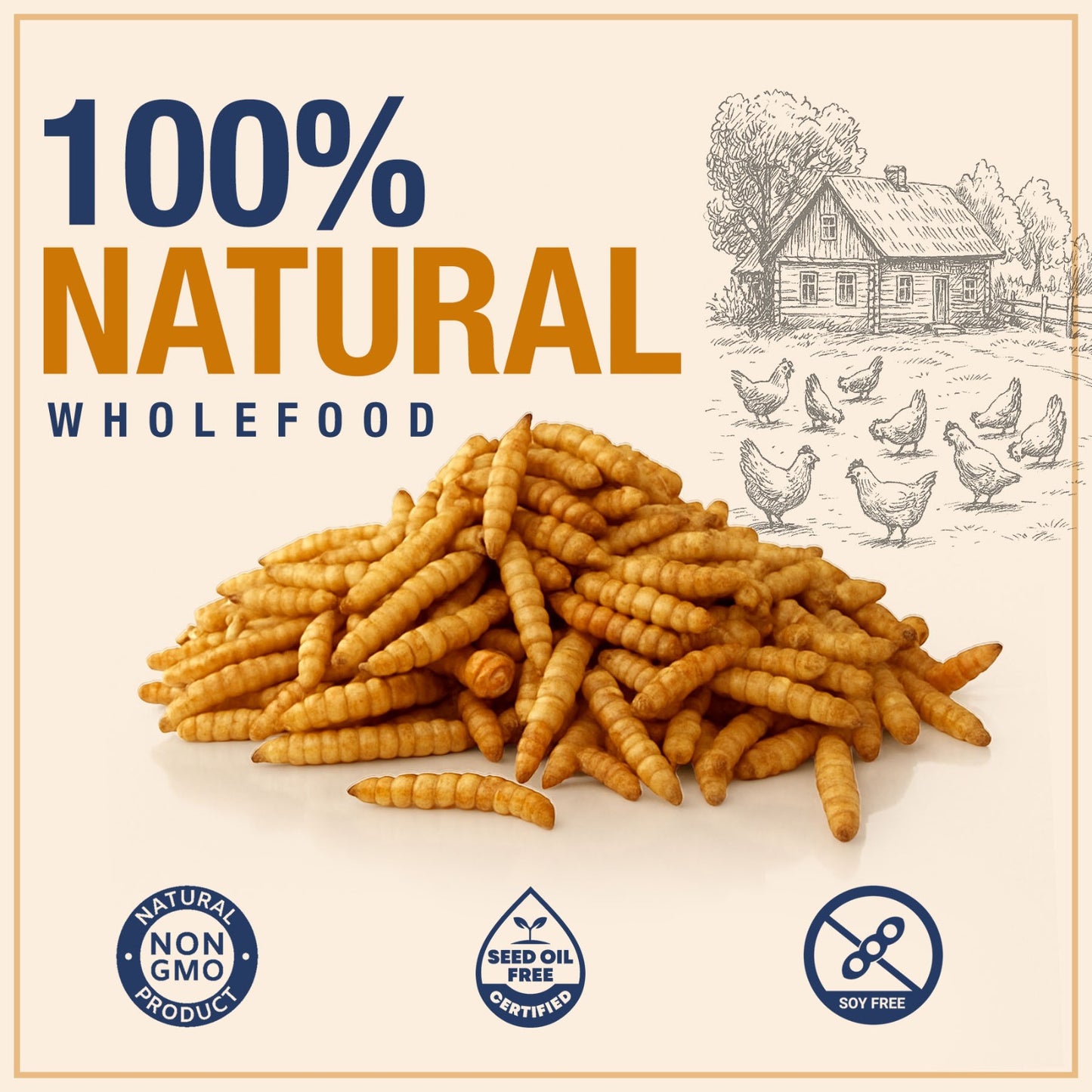 USA GROWN BLACK SOLDIER FLY LARVAE FOR CHICKENS