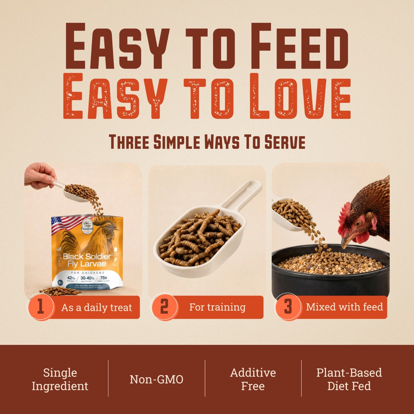 USA GROWN BLACK SOLDIER FLY LARVAE FOR CHICKENS