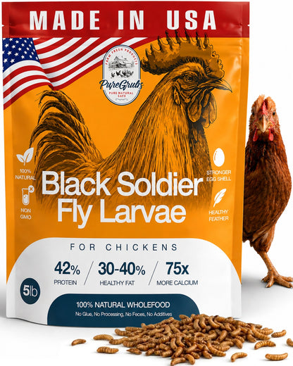 USA GROWN BLACK SOLDIER FLY LARVAE FOR CHICKENS
