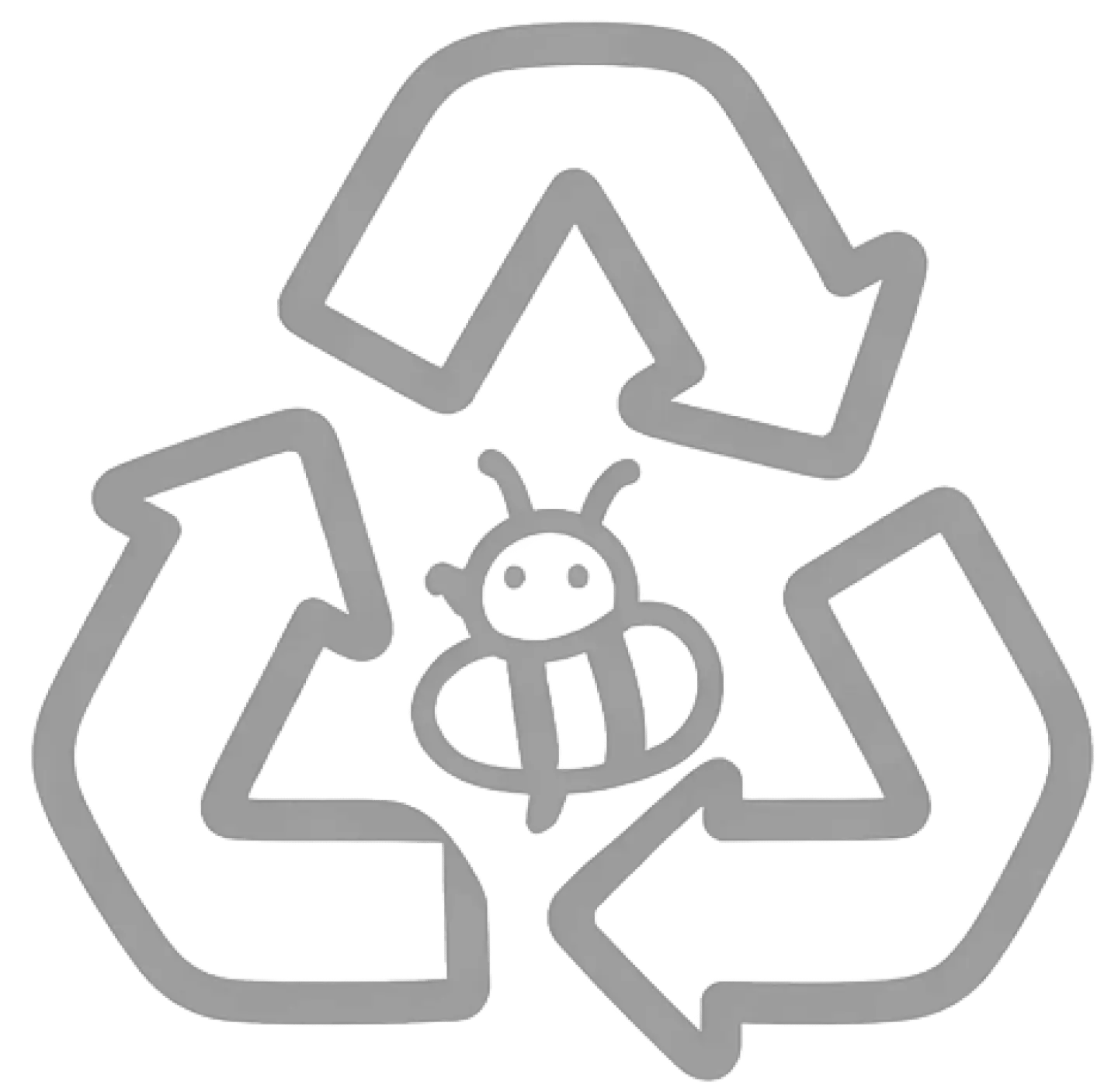 gray universal recycling symbol with a stylized